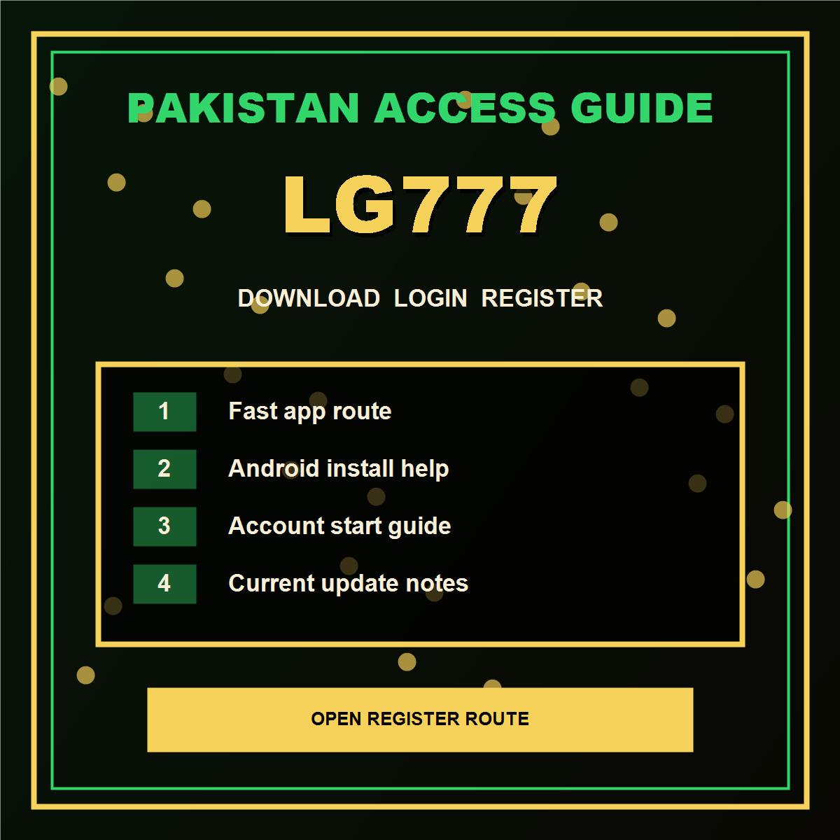 LG777 Pakistan APK download and install notes visual